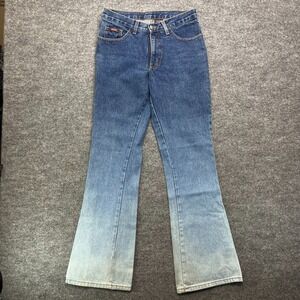 Just USA Flared Jeans Women's 9 Blue Denim Dip Dye Wide Leg USA Made - 29X32